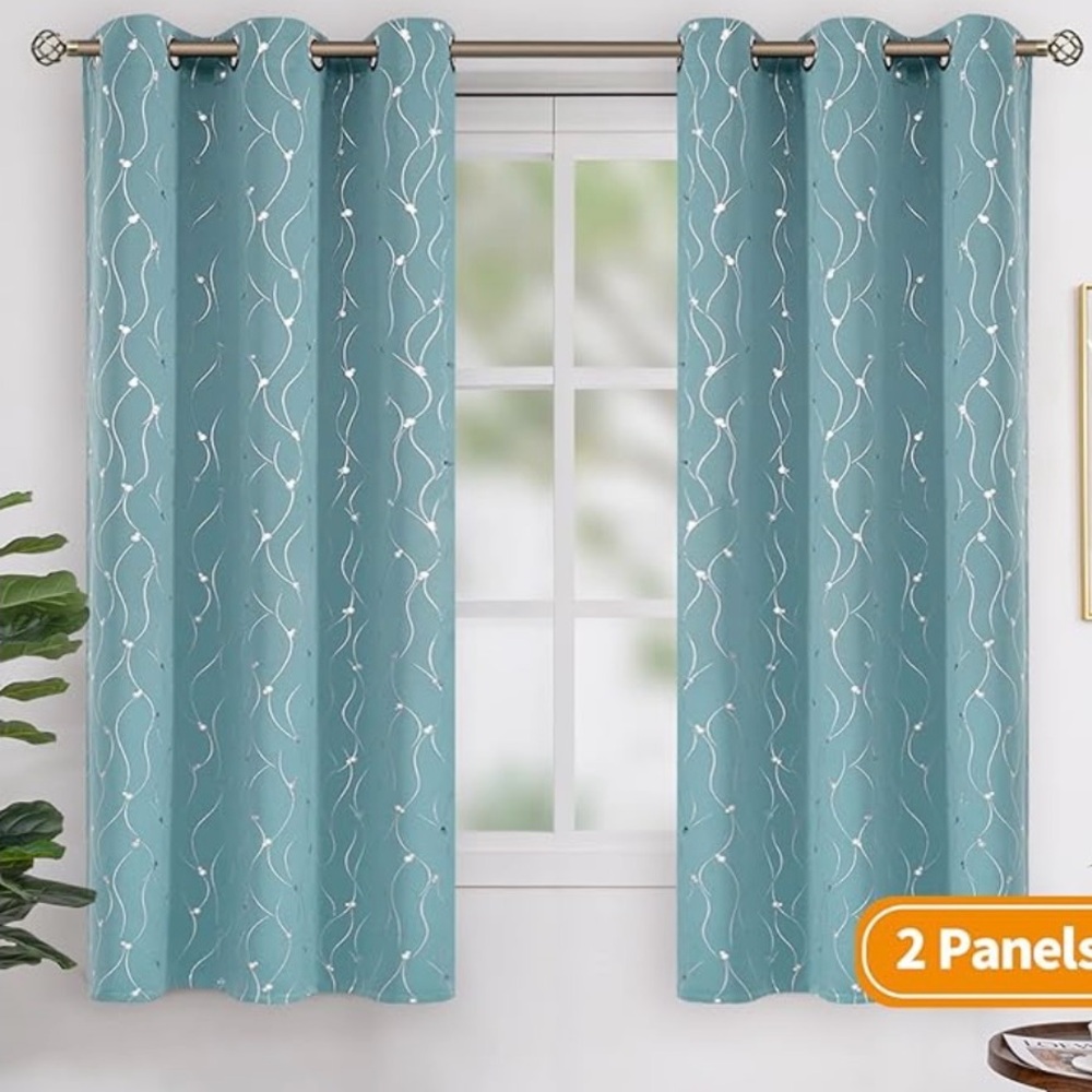 BGment Room Darkening Curtains 72 Inches Long, Grommet 2 Panels,42 x 72” Aqua